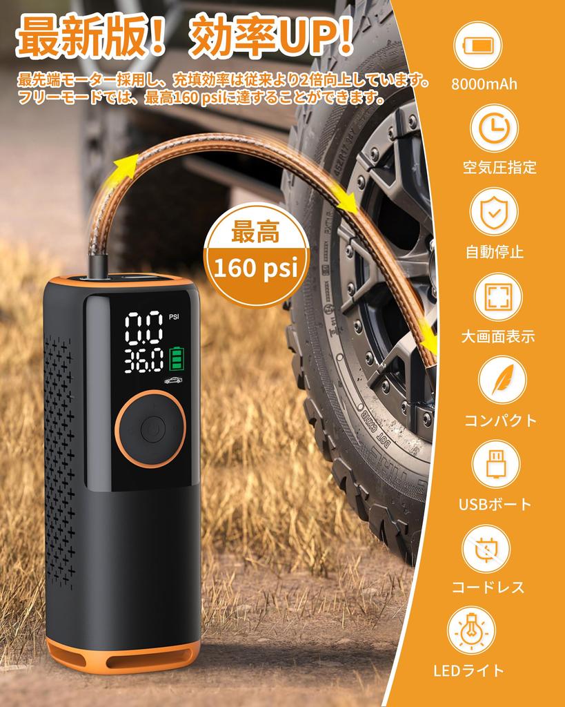 Electric Tire Pump for and Cars Max Rechargeable Tire Air Pump for Compatible with and British and Inflatable Tube with Flashlight and Auto Bicycles,