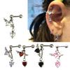 Heart Angel Wings Dangle Earrings Heart Zircon Drop Dangle Earrings Women Ear Cuff Charm Earring for Girl Valentine Gift