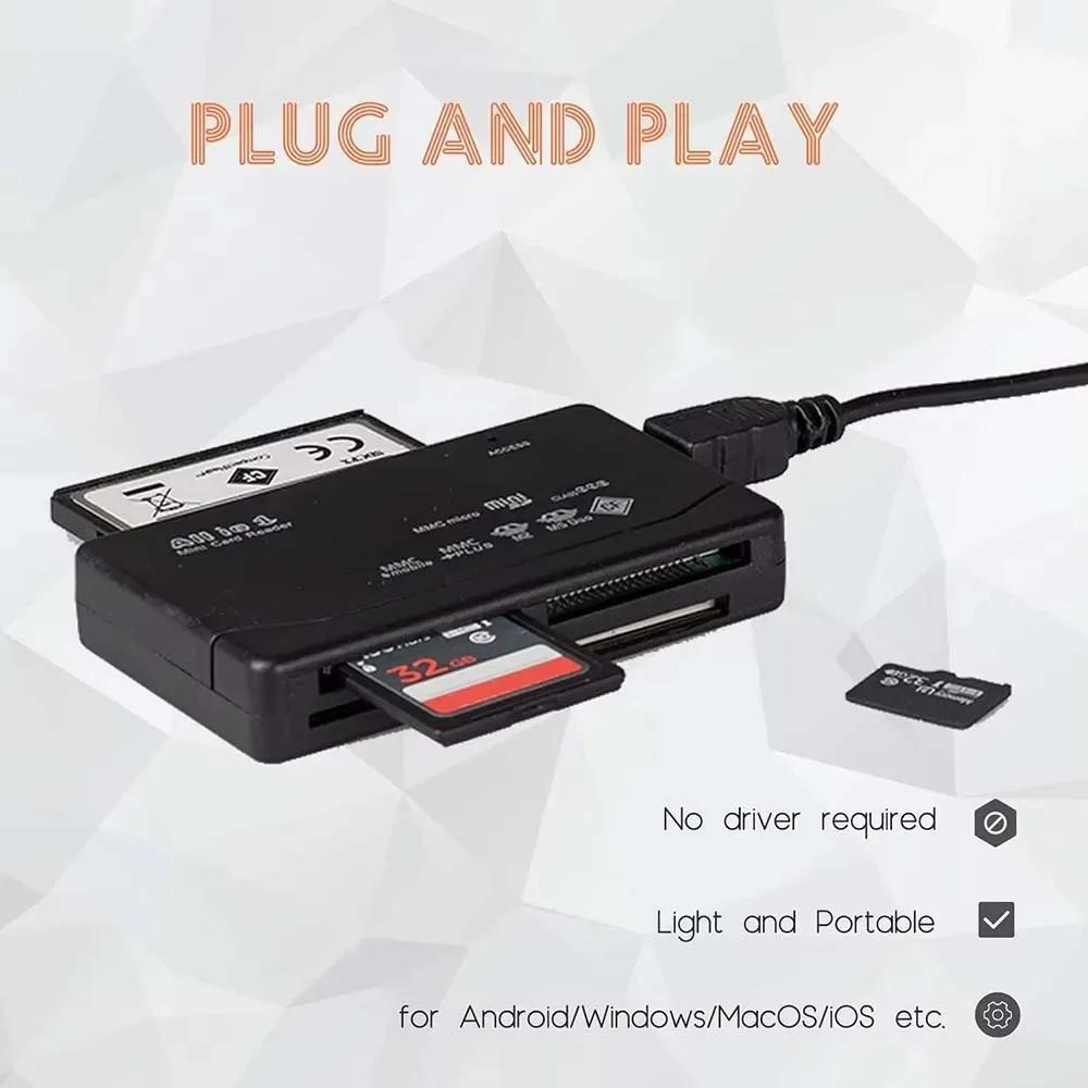 6 in 1 USB Card Reader Extreme Micro SD MMC Mini XD M2 MS DUO TF Memory Card Writer Computer Tablet Laptop Data Transfer Adapter