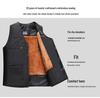 Men's Autumn/Winter Fleece-Lined Multi-Pocket Sleeveless Vest - Warm Cotton Waistcoat for Middle-Aged & Elderly