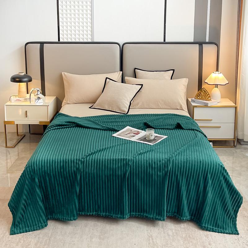 Gray Striped Autumn Throw Blanket Soft Solid Color Winter Bedroom Warm Bed Blanket Home Hotel Travel Portable Blankets Full Size