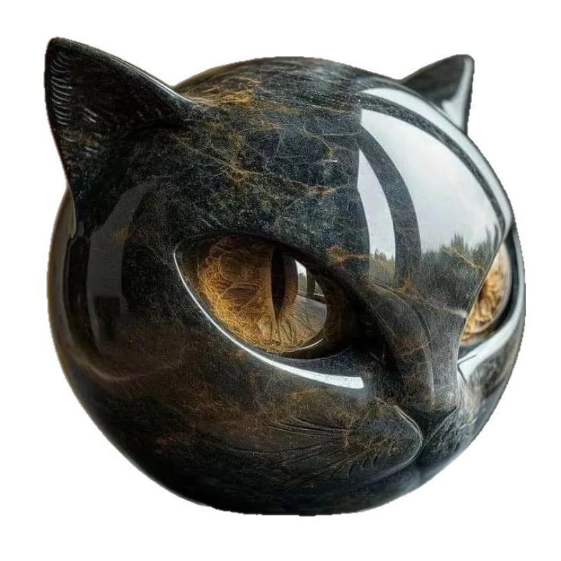 Black Cat Figurine Statue Halloween Decor Resin Sculpture Stone Texture Ornament For Home Office Bookshelf Display Craft Gift