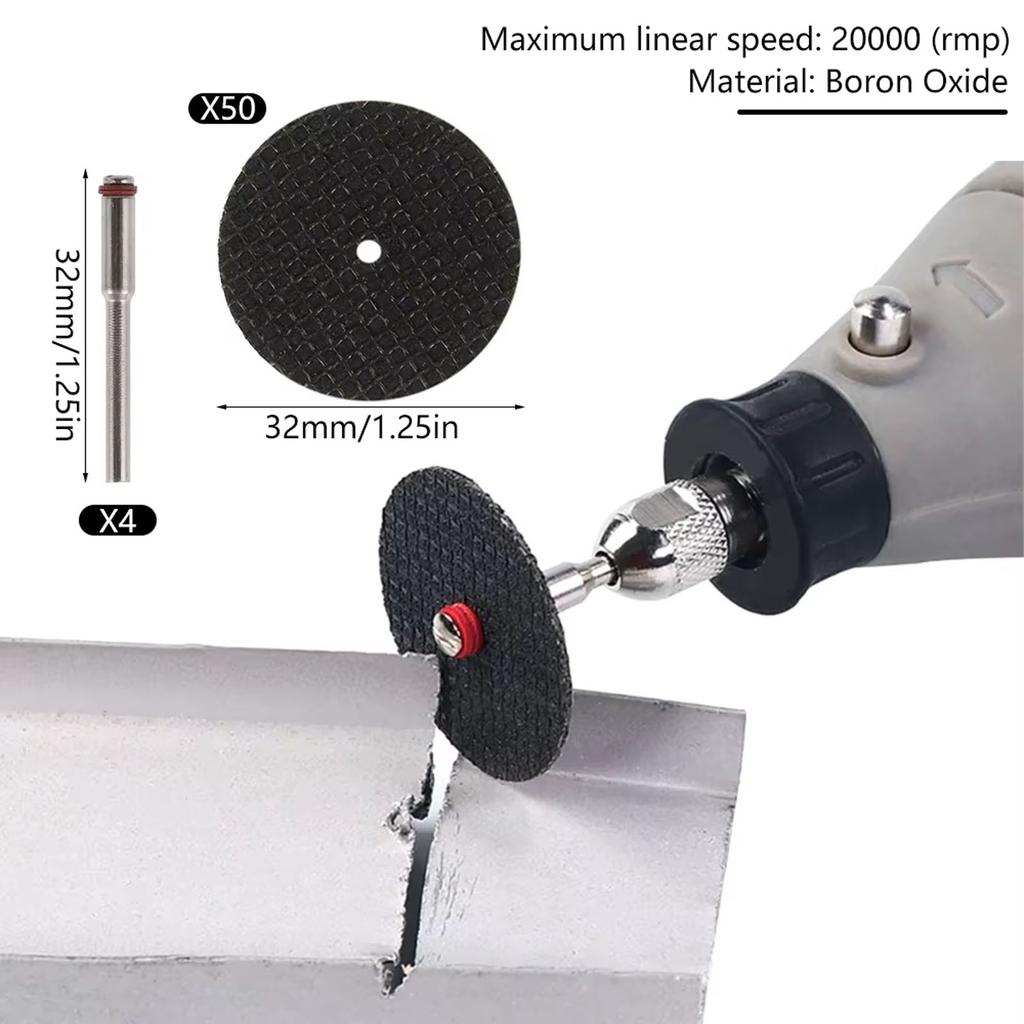 54PCS Abrasive Cutting Disc 32mm With Mandrels Grinding Wheels For Dremel Accesories Metal Cutting Rotary Tool Saw Blade