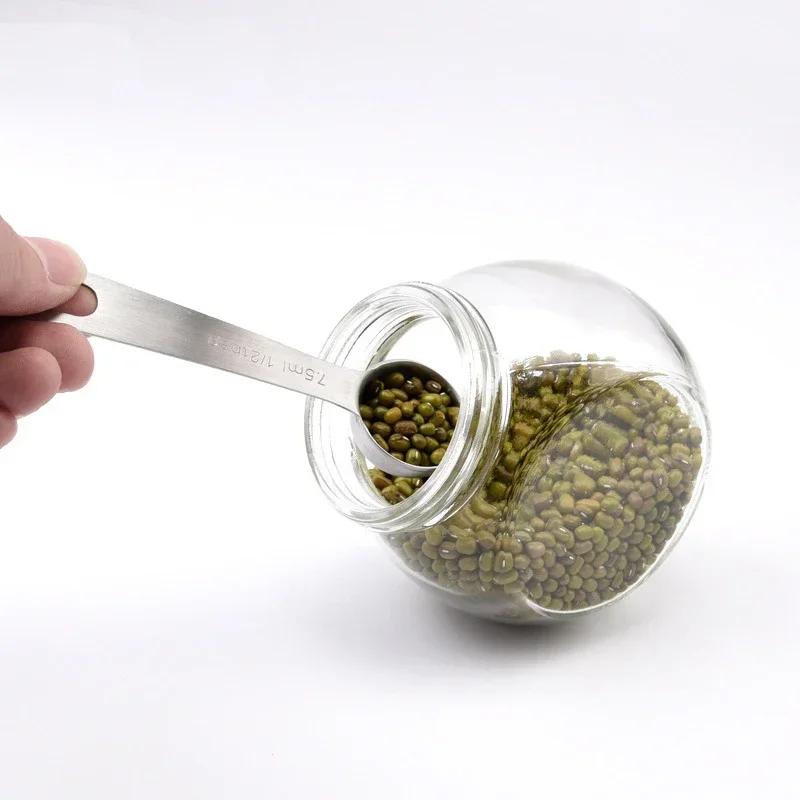 2025 Hot 6pcs/set Food-grade Stainless Steel Measuring Spoon Set Sugar Coffee Powder Spice Measure Scoop Kitchen Baking Tool