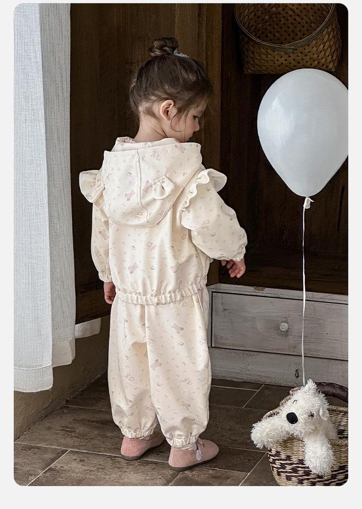 Spring 2026 Baby Girl Hooded Jacket & Cardigan Set - Fashionable Long Sleeve Coat
