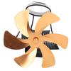 6 Blade Magnet Wall Mount Heat Powered Stove Fan Pipe Fireplace Fan Magnetic Installation for Wood Log Burners Gold
