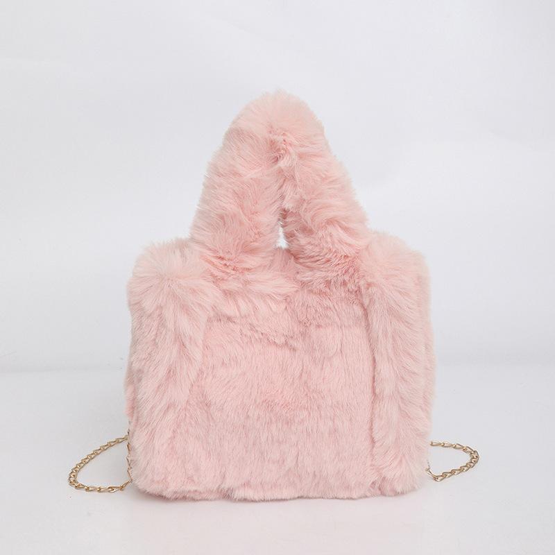 

Korean Style Winter Crossbody Bag Fashi Faux Rabbit Fur Handle Shoulder Bag Simple Versatile Texture and Versatile Bucket Bag