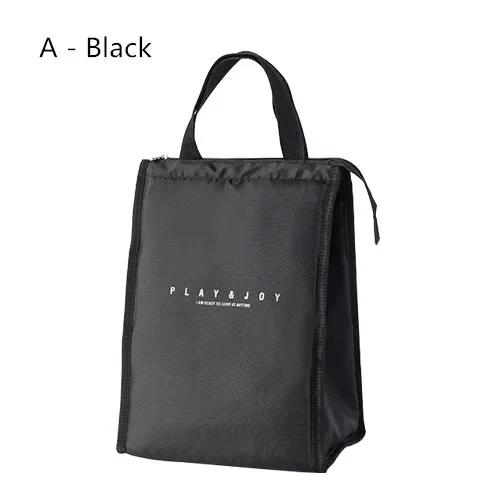 Black Thermal Lunch Bag Easy To Carry Cooler Insulated Picnic Tote Travel Fruit Drink Food Fresh Storage Solution Accessories Supplies