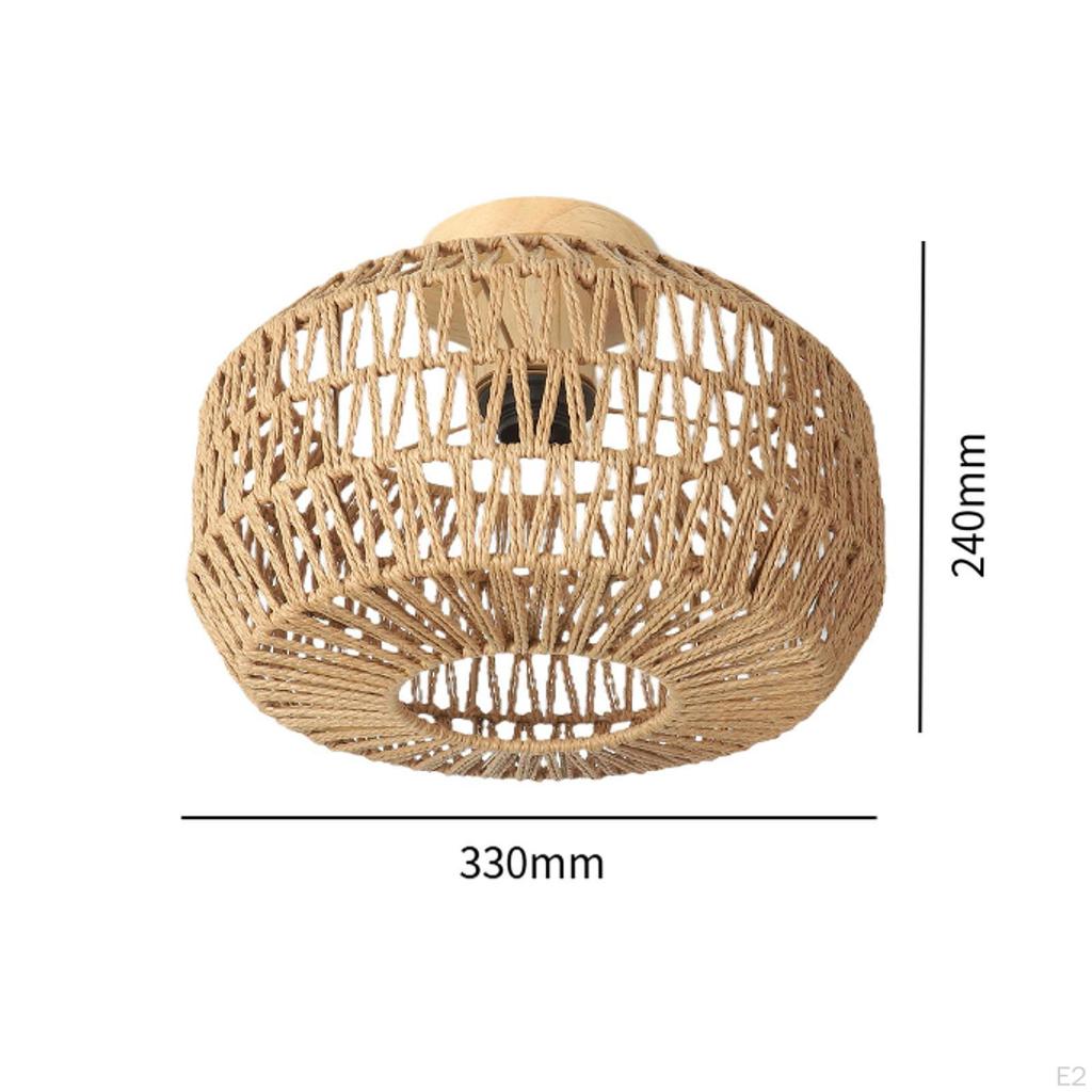 Handwoven Lamp Shade Bedroom E26 Rustic Hand Crafted Light Cover Ceiling Mount Lightshade