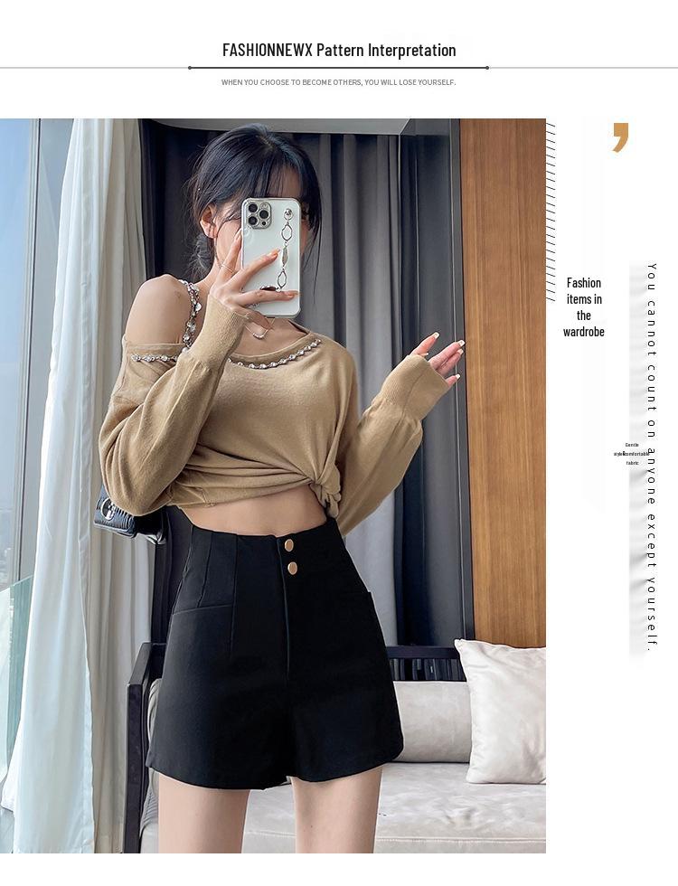 Damskie 2024 Czarne Szorty A-Line z Wysokim Stanem Wyszczuplające - Letnia Wszechstronna Moda Casual