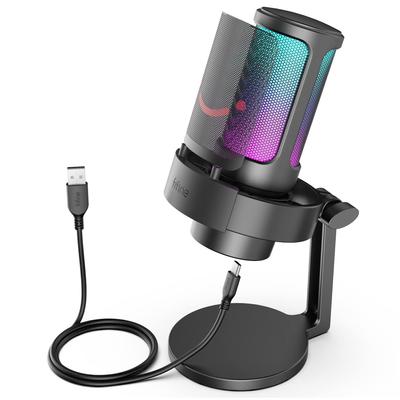 Microfon pentru jocuri FIFINE Microfon USB pentru PC pentru streaming Podcast Înregistrare Condensator Microfon pentru computer de birou Controlul conversiei RGB Touch Mute