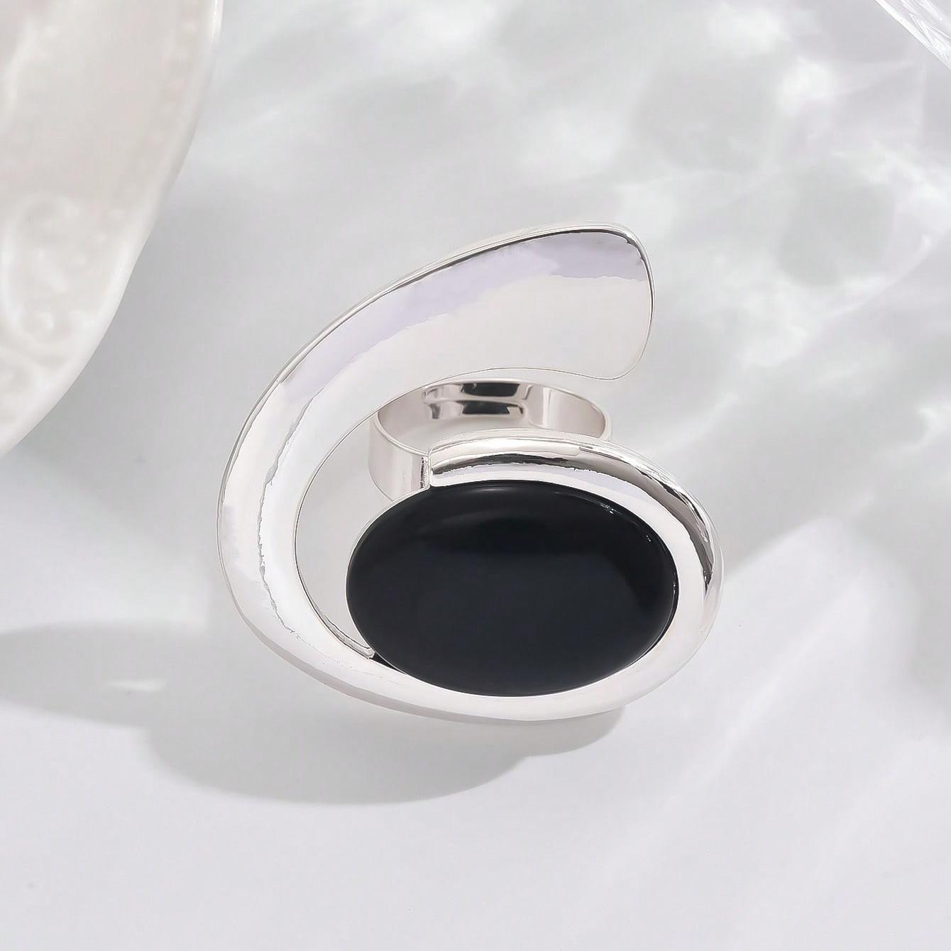 

1 шт. кольцо из смолы и цинкового сплава с преувеличенным геометрическим дизайном в западном стиле, идеальный подарок для вечеринок и мероприятий Adjustable size