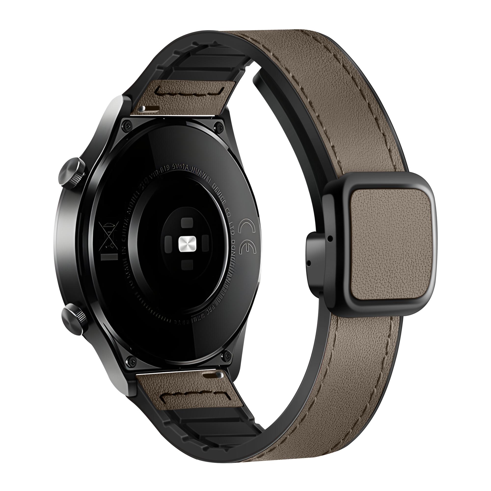 

Для Samsung Gear S3 Classic/Garmin Vivoactive 4 Магнітний ремінець 22 мм Силіконовий ремінець для годинника з покриттям зі шкіри Tan