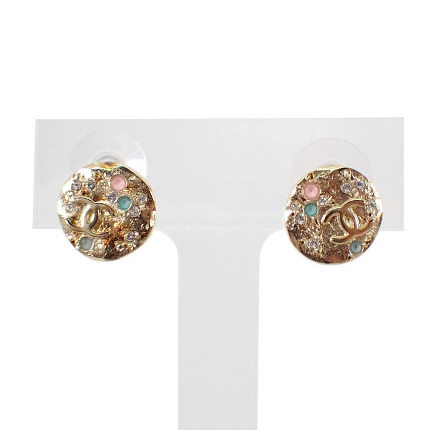 

[Used] CHANEL/Chanel Coco Mark Color Stone Earrings/g520-52