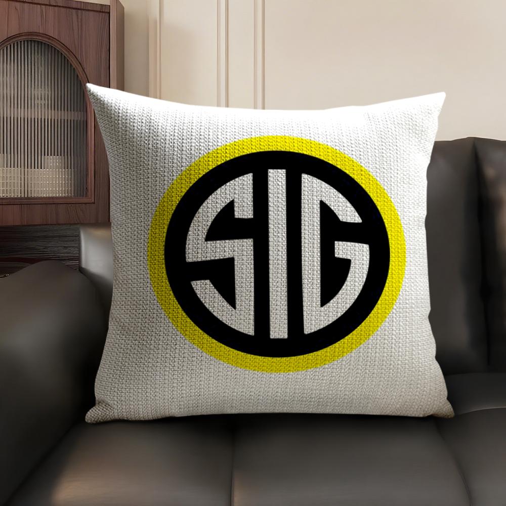 S-Sig Sauer Cushion Cover Summer Breathable Linen Organic Fabric Double-Sided Printing Sofa Pillow Case Home Decor