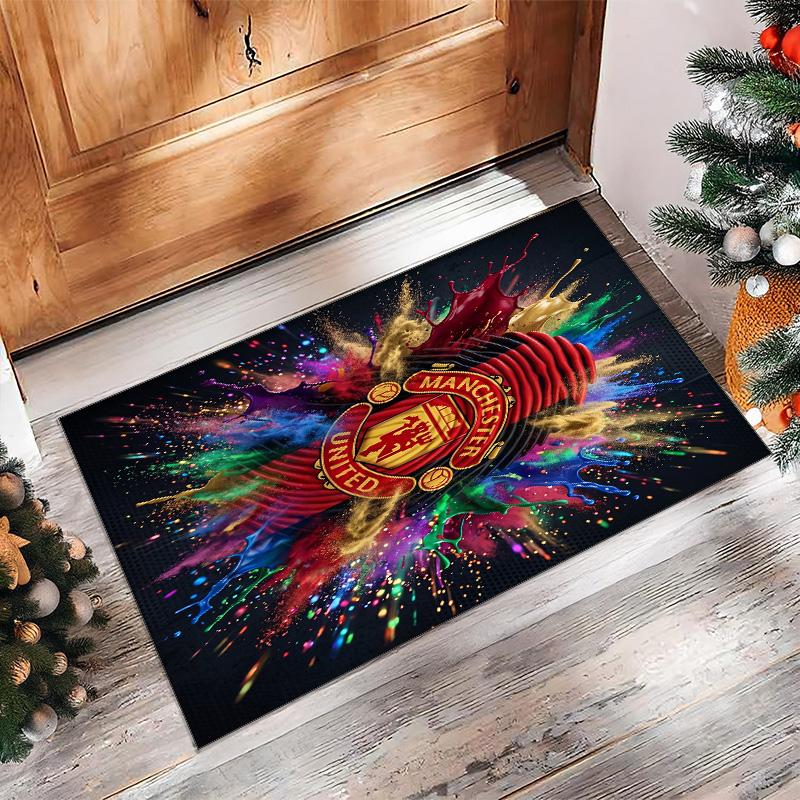 Tappeto in Flanella Stampato Manchester United Antiscivolo Morbido Poliestere Tappeto per Pavimento Tappetino Decorativo per Interni per Camera da Letto Soggiorno Divano