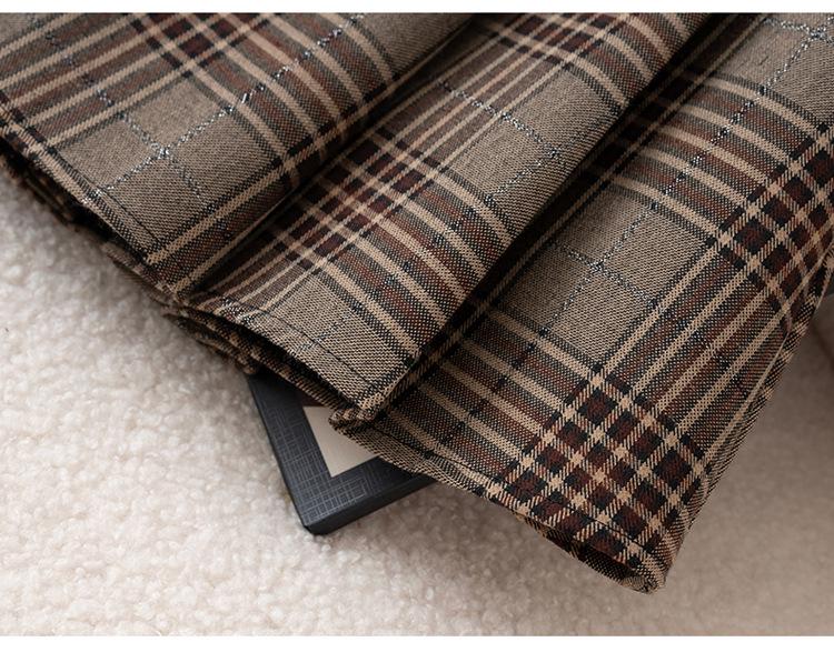 2025 Women's High Waist Brown Plaid Pleated Skirt - Slimming College Style Autumn Short Skirt