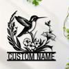Custom Metal Bird Flower Wall Art, Rustic Farmhouse Decor for Porch Patio, Personalized Name Sign Logo Gift