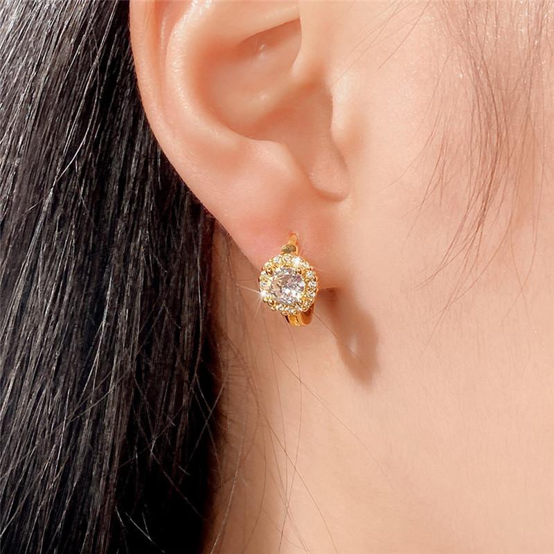 Small For Women Hoop Earrings Aaa Zircon Crystal Stone Basic Simple Style And Classic Temperament Female Earrings NewSimple Jewelry