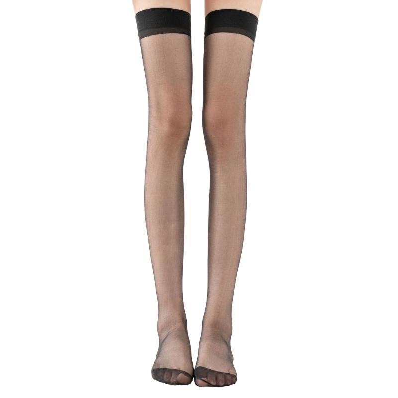 Summer Transparent Nylon Socks Sheer Silk Thigh High Stockings Solid Color Over The Knee Stockings JK Students Stockings