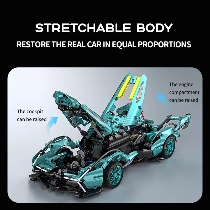 89111 Superauto Stavební kostky Model Auta Stavebnice 900KS Stavební hračky, Náročné stavebnice závodních aut, Dárky pro chlapce teenagery