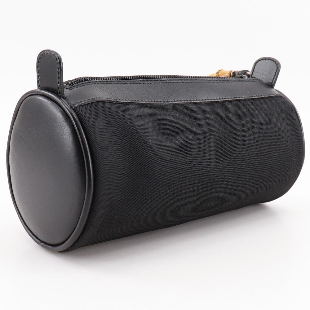 Gucci Bamboo Pouch Black Nylon Canvas Unisex Used