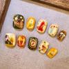 30Pcs Cute Cartoon Short Bean Shaped Press On Nails Autumn Winter Niche Design Fake Nails Gift For Girls And Friends