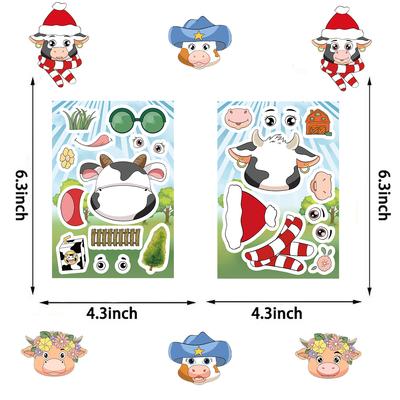 8PCS Cartoon Little Cow Face Changing Sticker Cartoon Graffiti Laptop Phone Skateboard Motorcycle Bicycle Stationery Sticker