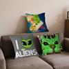 Cute Funny Green Alien Cat Pillow Cover Design Cushion Cover Decor Holiday Decorati