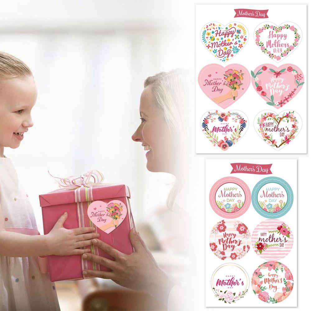 

60 шт., упаковочная печать на день матери, многоцветная декоративная бирка, подарочная уплотнительная наклейка