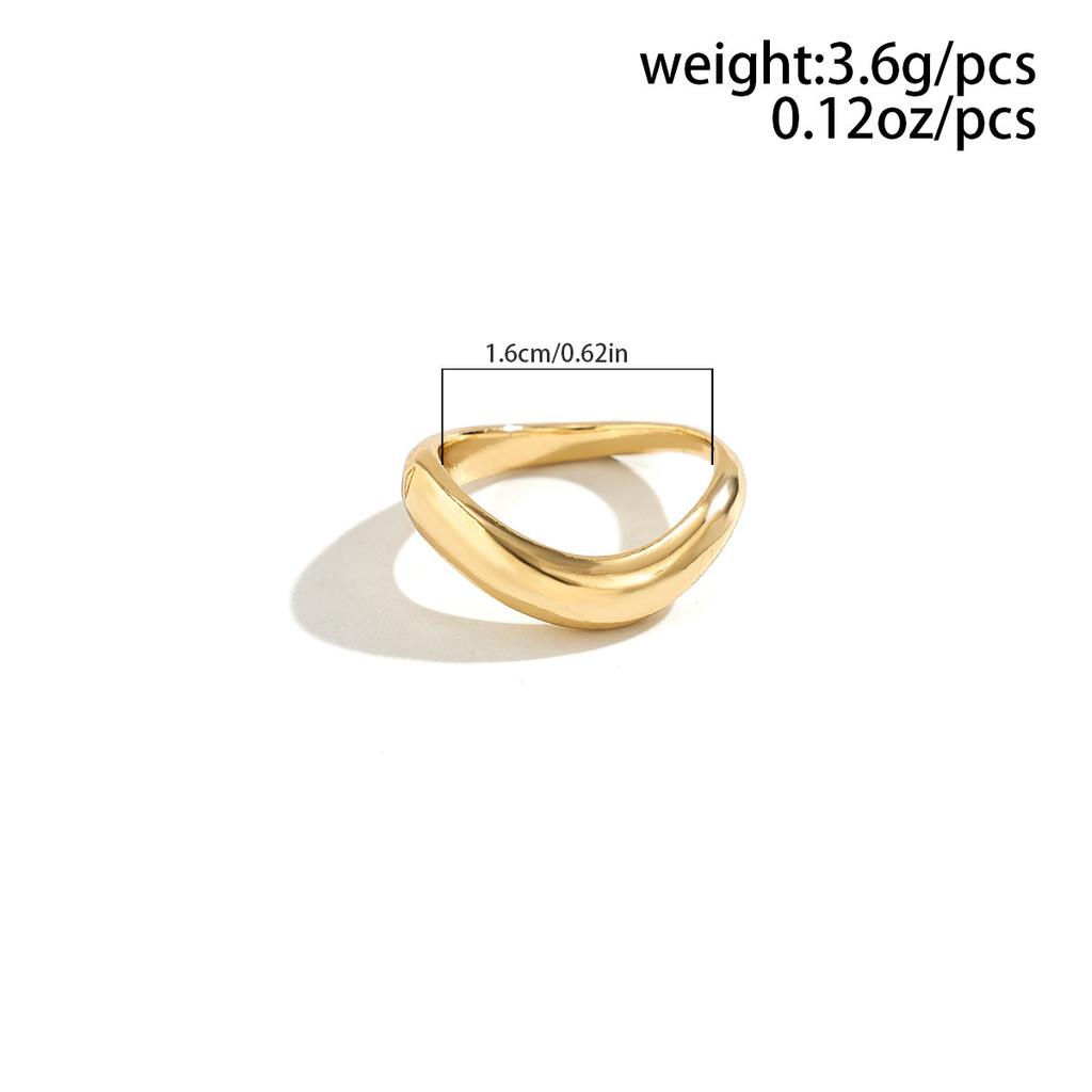 Ins Liquid Lava Metal Curved Ring Female Folded Smooth Hug Open Ring Set