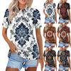 Women's Fashion Casual Lapel Short Sleeve Print Shirt Women's Button Up Tops