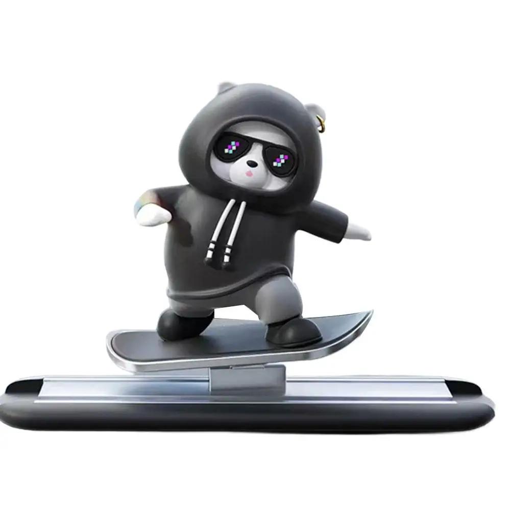 Car Automatic Sliding Skateboard Bear Alloy Cute Cartoon Console Scooter Center Skateboard Bear Decor Interior Ornaments Ca J6W9