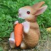Realistic Appearance Micro Carrot Resin Landscape Rabbit Statue with Garden Rabbit Ornament Miniature Sculpture Dollhouse Decor