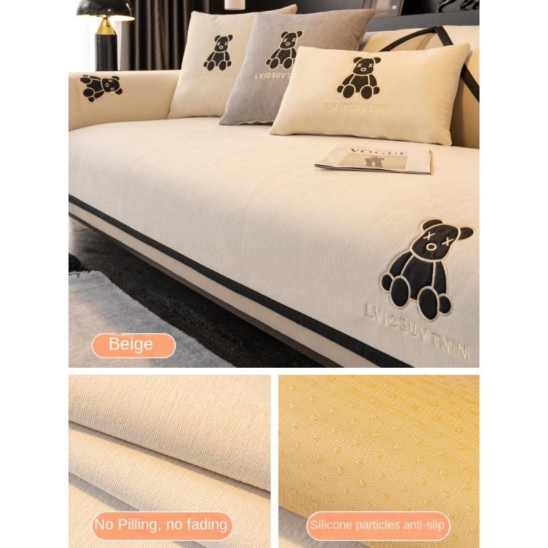 Chenille Sofakissen, Universelle Sofabezug für alle Jahreszeiten, Rutschfest, Einfacher Sofabezug, All-inclusive Leichtes Luxus Sitzkissen