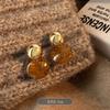Trendy Retro Irregular Geometric Shape Water Drop Dangle Earrings Maillard Amber Color Earrings for Women Korean Jewelry Gifts