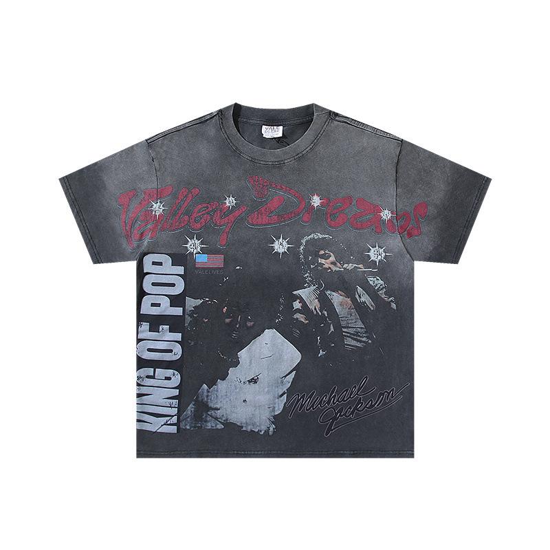 26 Cross-border foreign trade VALL Meichao high street retro washing water old direct injection hot diamond short sleeve pullover men's and women's 