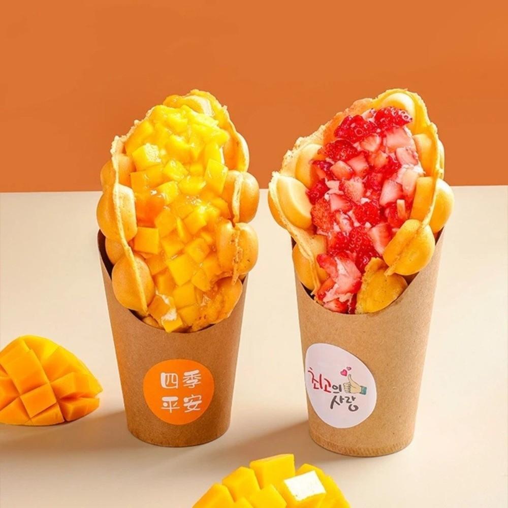 50PCS Oil-proof Disposable French Fry Cup Water Proof Eco-Friendly Kraft Paper Slanted Mouth Cup Thickened Multi-functional