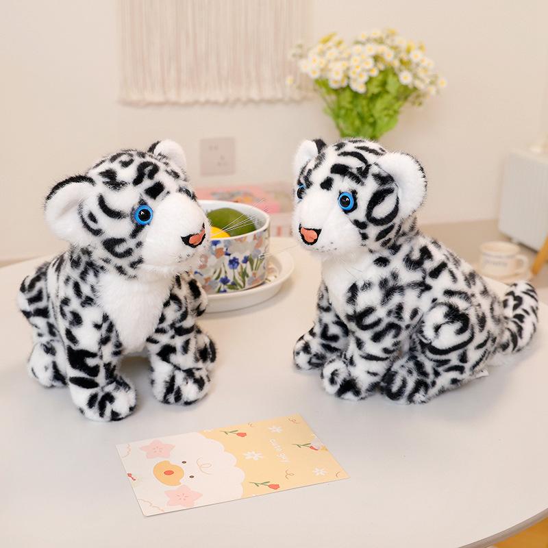 Cute Simulation Snow Leopard Doll Plush Toy White Leopard Doll Children Soothing Rag Doll Birthday Gift