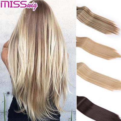 Clip da donna nell'estensione dei capelli dritti in un unico pezzo a testa piena lunghi naturali falsi posticci sintetici