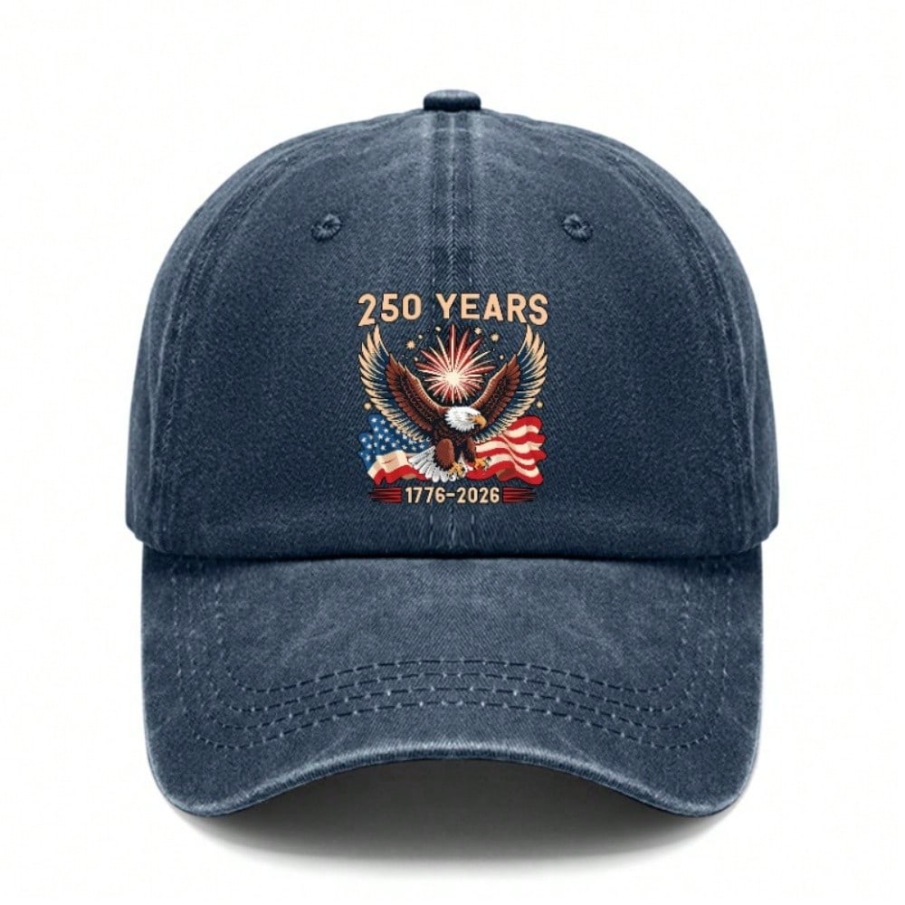 Patriotic Baseball Cap 2026 Unisex "250 YEARS" Eagle Flag Print Polyester Adjustable Sun Hat Breathable Lightweight Casual Outdoor Sports Patriotic