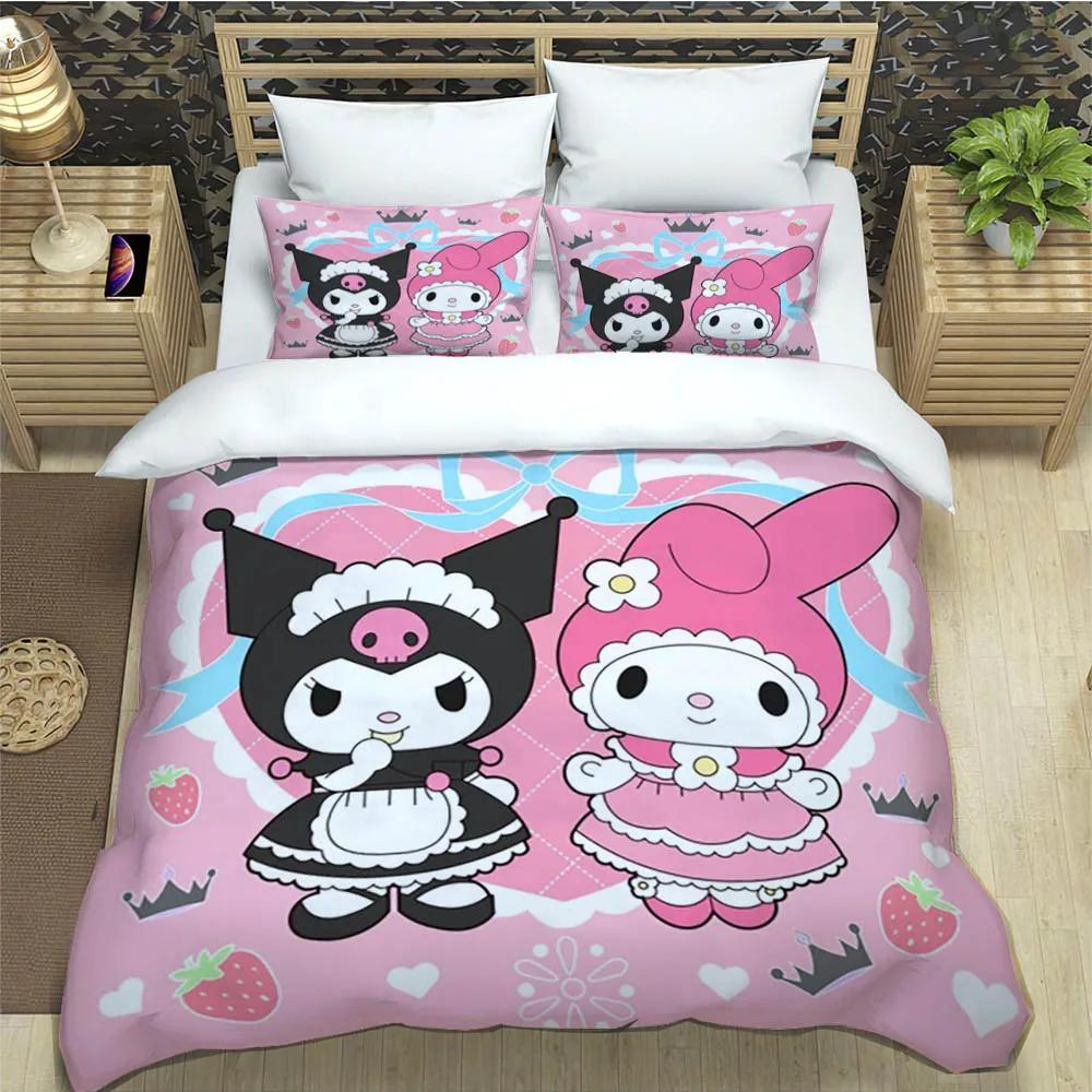 Cute My Melody Bedding Sets Exquisite Bed Pillowcase Children Duvet Cover Bed Comforter Set Bedding Set Luxury Birthday Gift