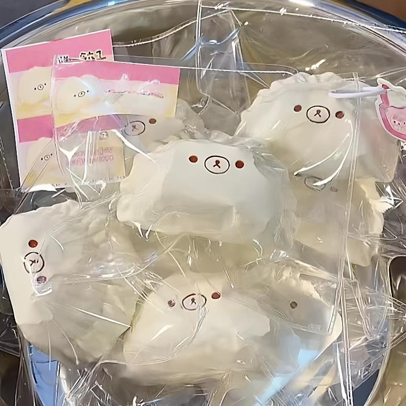1Pcs Sesame Paste / Beetroot / Egg / Jelly Dumpling Bear Food Grade Silicone Stress Reliever Handcrafted Taba Squishy Toy