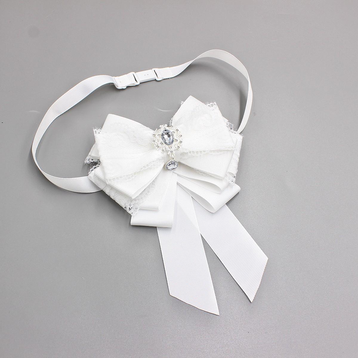 Korean Style White Lace Bow Tie Collar Shirt S336 белый