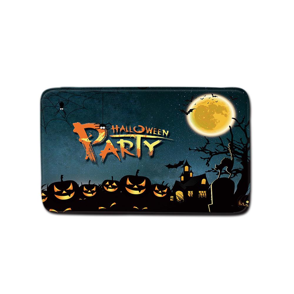 Halloween Shower Curtain Floor Mat Combination Four-Piece Set Bathroom Toilet Carpet Shower Room Foot Mat