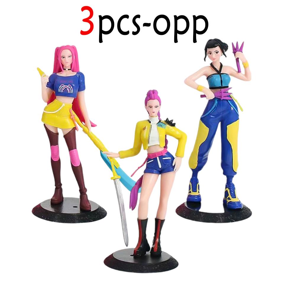 3pcs Kpop Demon Hunters Action Figure Toy Derpys Tiger Rumi Mira Zoey Sussy Figurine Doll For Fans Gift