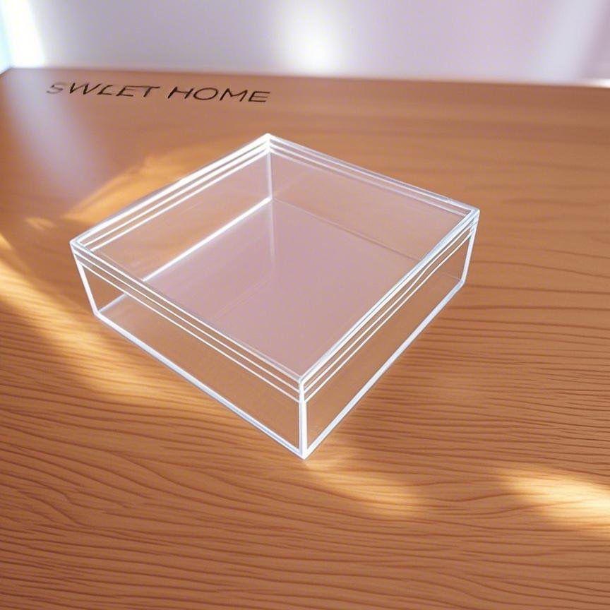 Transparent Square Acrylic Storage Box for Figures - Dustproof Food-grade Plastic, PS Wedding Candy Box with Lid