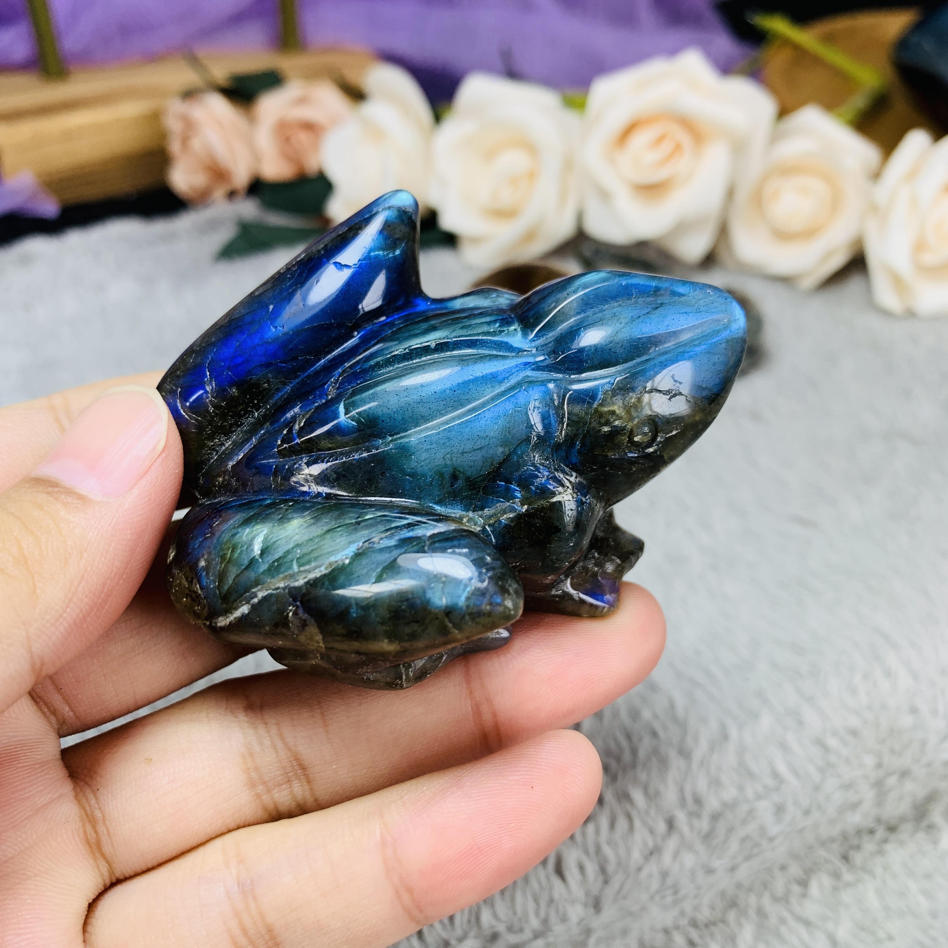 Natural Hand Engraved Crystal Animal Figurine-Money Frog Design Fashion Trend Gift (Natural,about3.5cm)