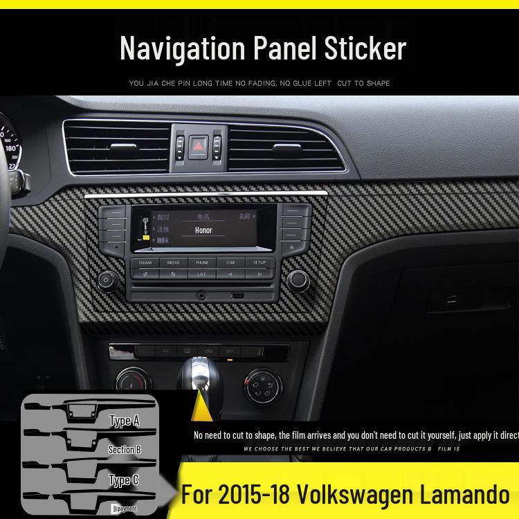Volkswagen Lamando 15-19 Carbon Fiber Interior Gear Console Anti-Kick Pad Sticker