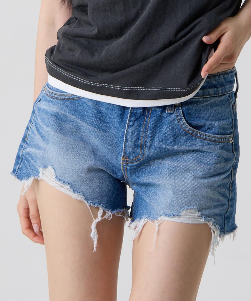 UNKNOWN PLANET Vintage Damaged Cutoff Shorts Blue